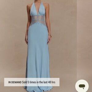 Meshki Halter Backless Dress in Light Blue